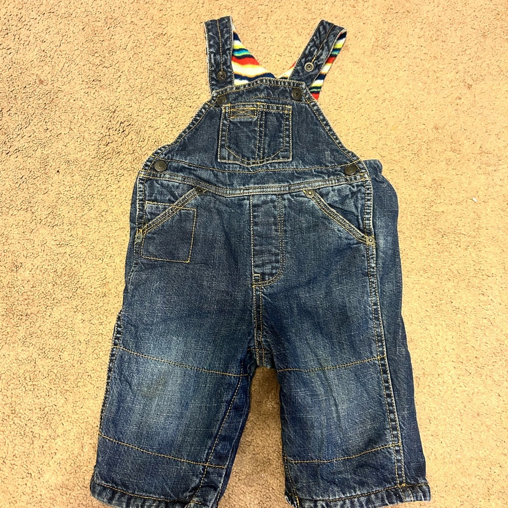 Denim Baby Gap Overalls adjustable Straps lined size 6-12 months